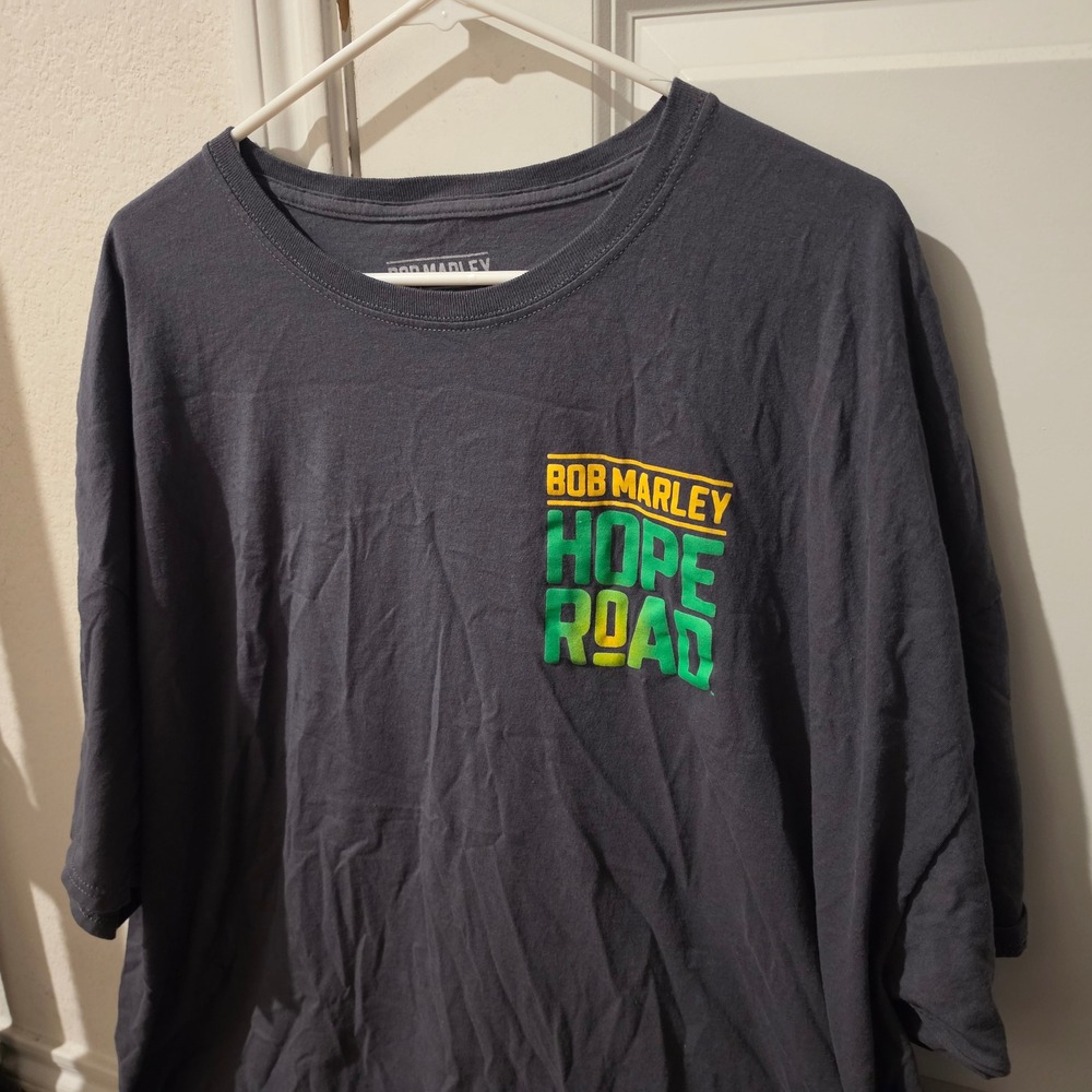 Bob Marley Hope Road Graphic T-Shirt Mens 3XL Charcoal Gray Cotton Music Tee